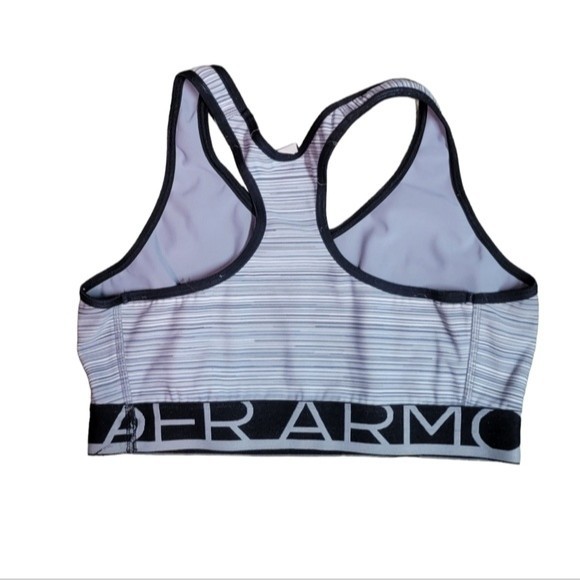 Under Armour Black and Gray Stripe Raceback Sports Bra Size S/M - Picture 2 of 2